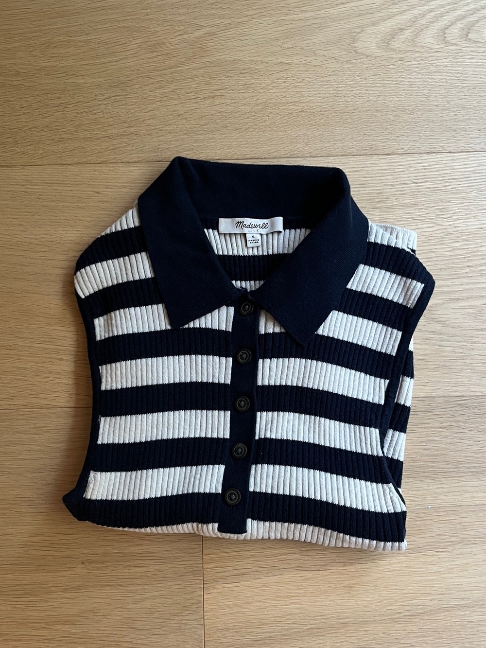 Madewell Owen Polo Striped Sweater Tank Top Sleeveless Ribbed Polo Tank Size S
